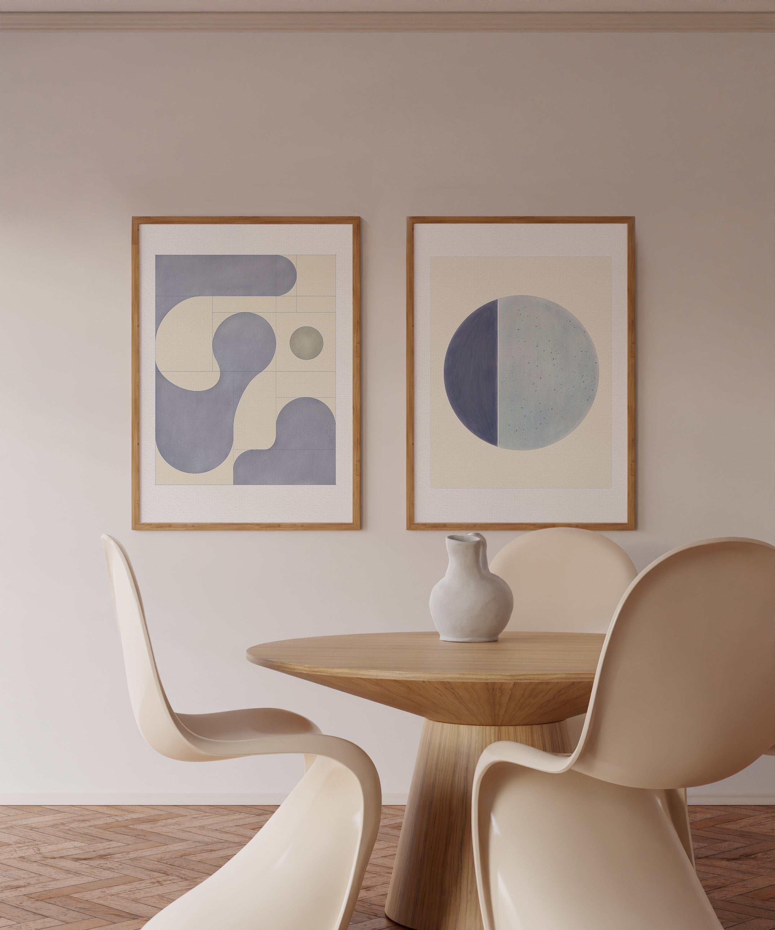 QUARTER MOON (SERENITY BLUE) ART PRINT | wall art, minimal, bauhaus, geometric image 3