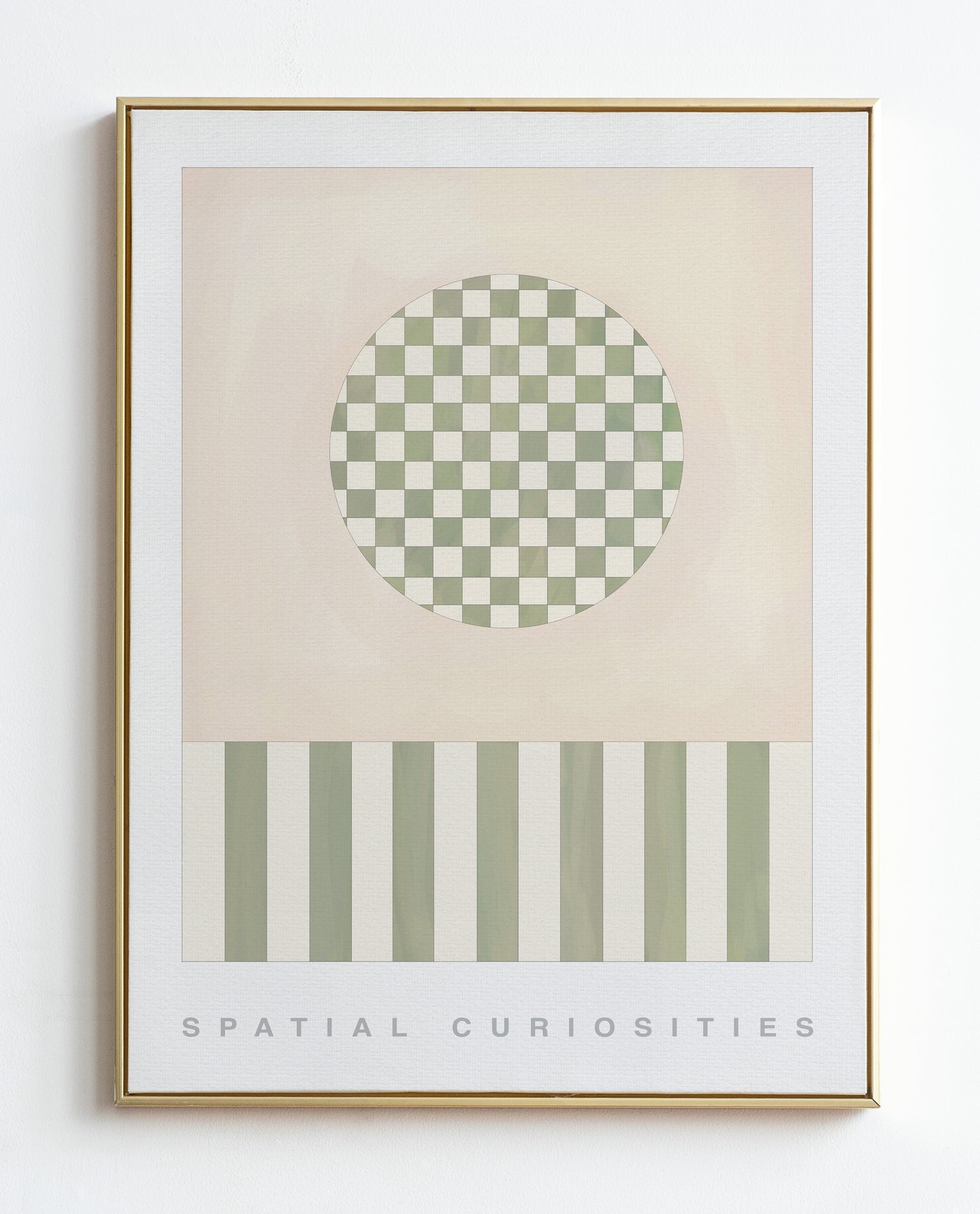 CHECKS AND STRIPES (TERRACOTTA AND OLIVE) ART PRINT