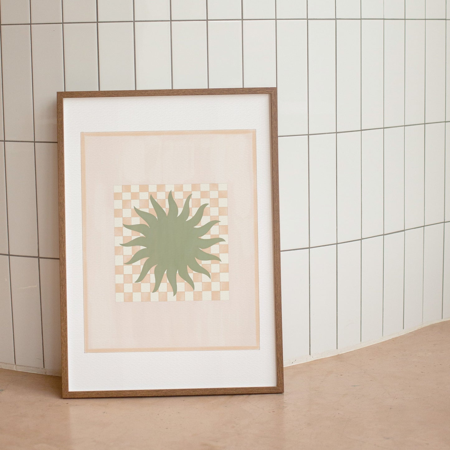 SUN RAYS (TERRACOTTA AND OLIVE) ART PRINT