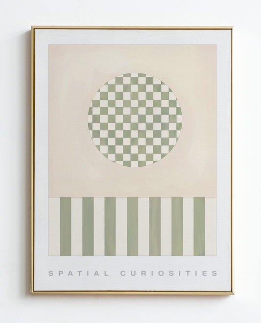 CHECKS AND STRIPES (TERRACOTTA AND OLIVE) ART PRINT