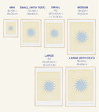 Size chart for prints with dimensions labeled
