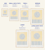 Size chart for prints with dimensions and text labels on a white background