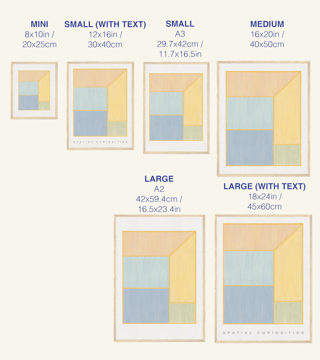 Size chart for prints with dimensions labeled