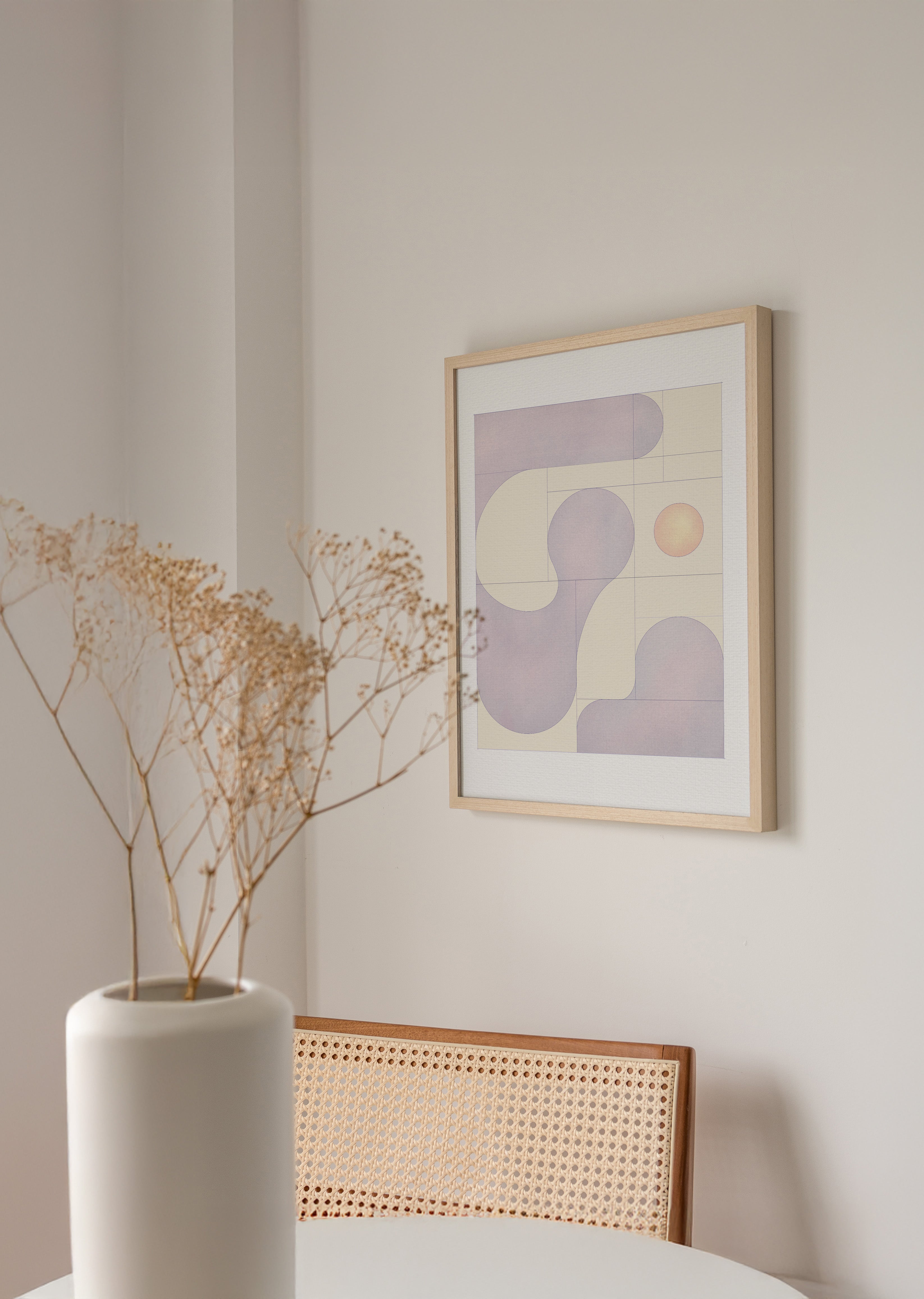 LAVENDER CLOUDS ART PRINT | wall art, minimal, bauhaus, geometric, abstract image 1