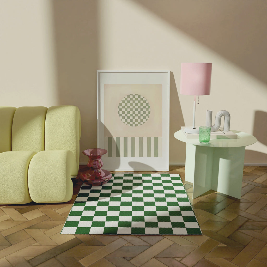 CHECKS AND STRIPES (TERRACOTTA AND OLIVE) ART PRINT