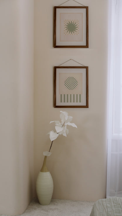 SUN RAYS (TERRACOTTA AND OLIVE) ART PRINT