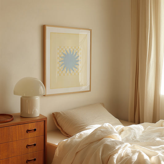 SUN RAYS (BUTTER YELLOW AND SKY BLUE) ART PRINT